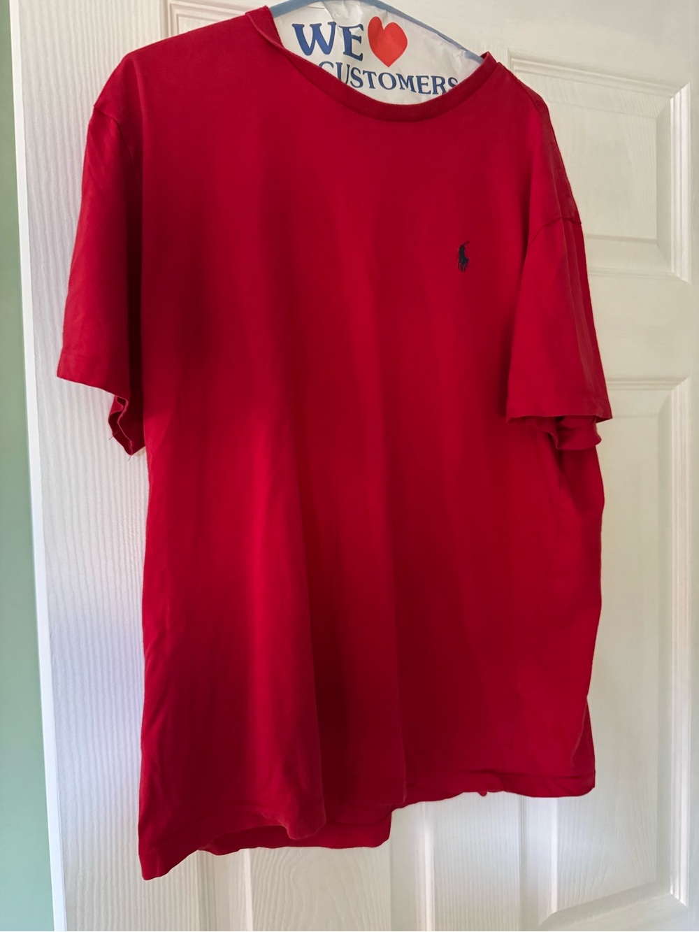 Polo by Ralph Lauren Men's Bright Red Crew Neck Tee with Logo